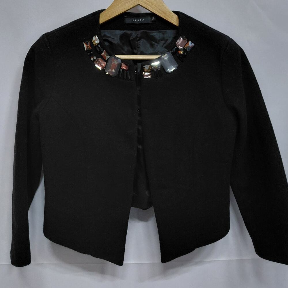 Animale Embellished Black Jacket Solid Long Sleev… - image 1